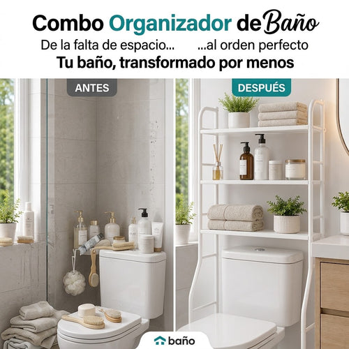 COMBO 2 EN 1🔥 Esquinero 4 niveles + Organizador de baño ✨