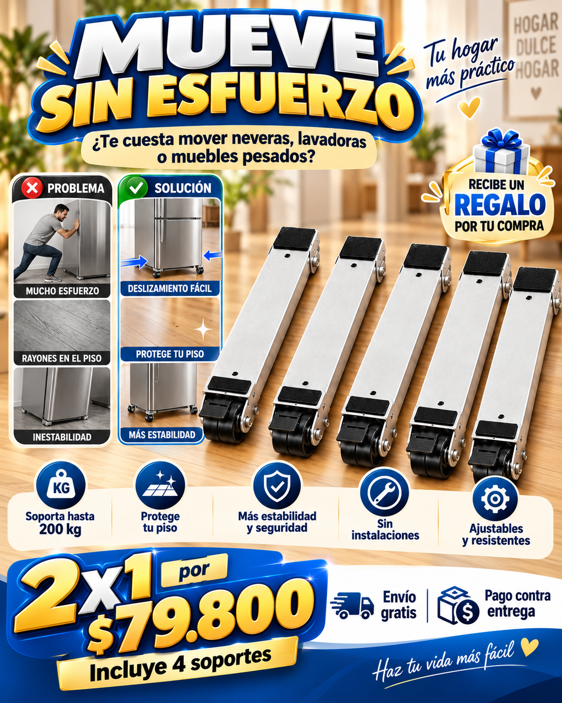 PROMO 2X1✨ Base Móvil MoveFlex™ para Electrodomésticos