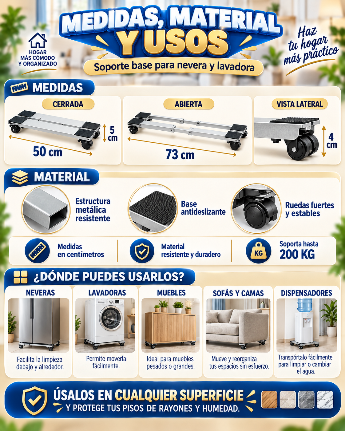 PROMO 2X1✨ Base Móvil MoveFlex™ para Electrodomésticos