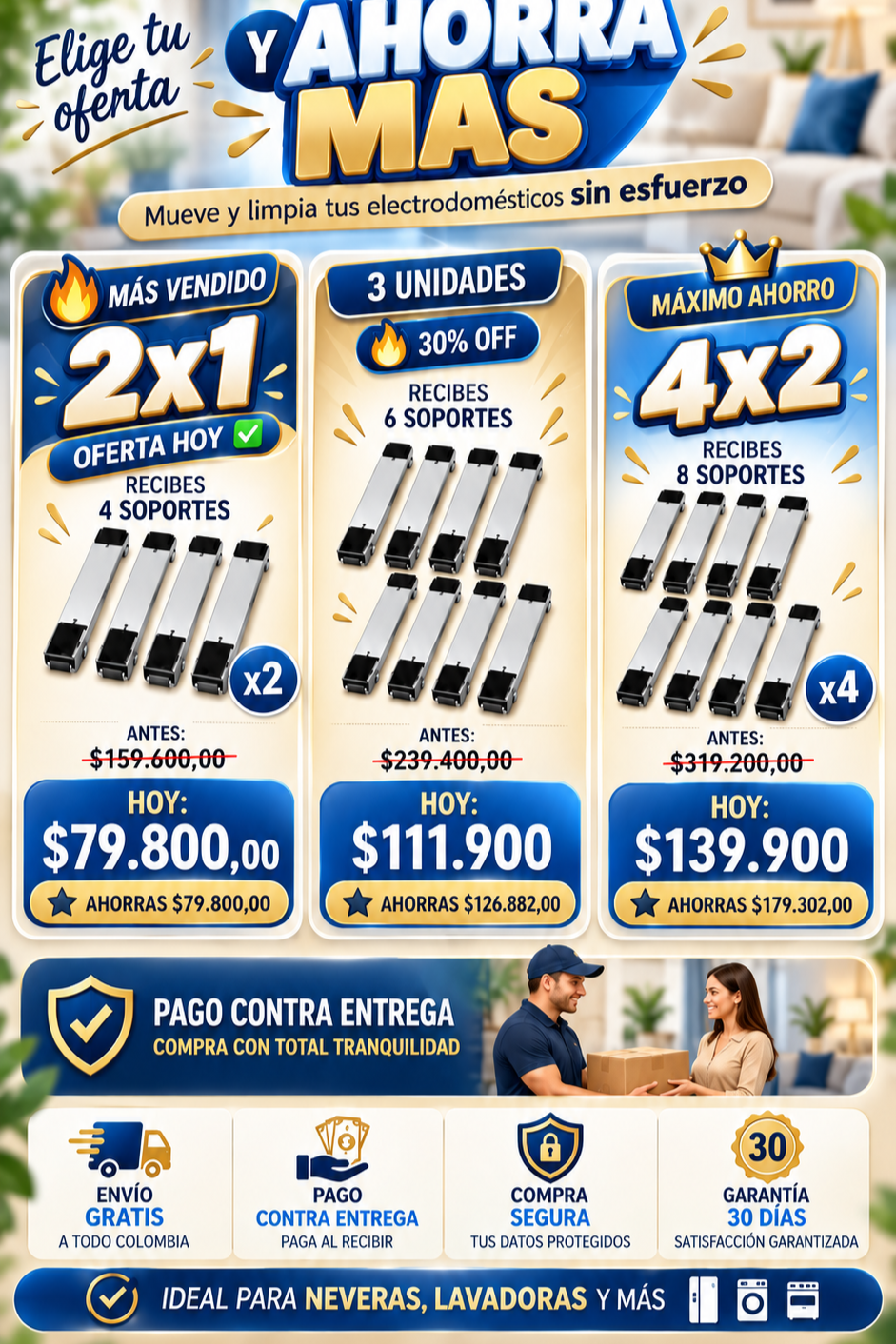 PROMO 2X1✨ Base Móvil MoveFlex™ para Electrodomésticos