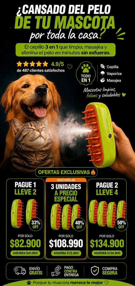 PROMO Cepillo a vapor para mascotas PawSpa Brush