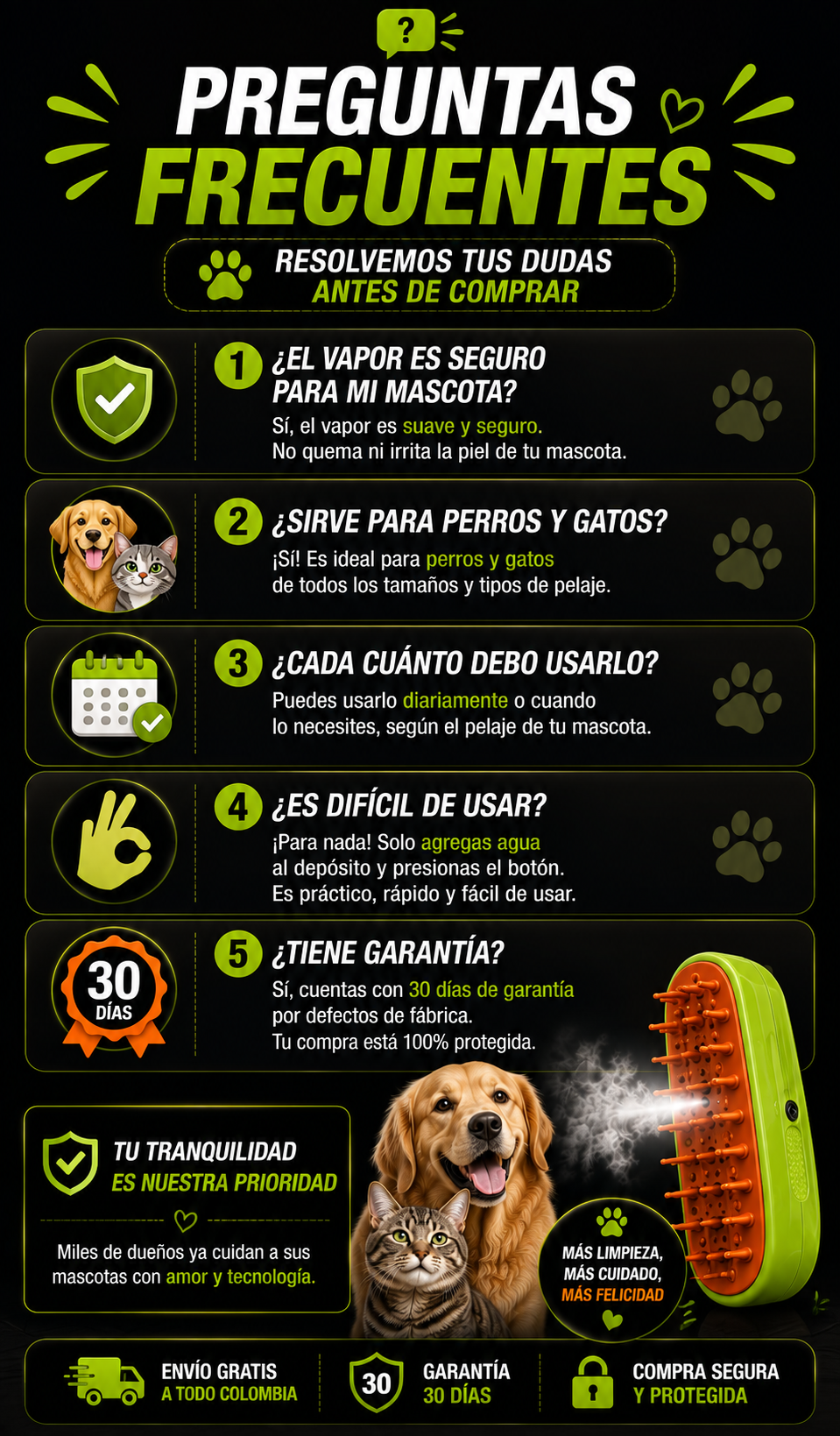 PROMO Cepillo a vapor para mascotas PawSpa Brush