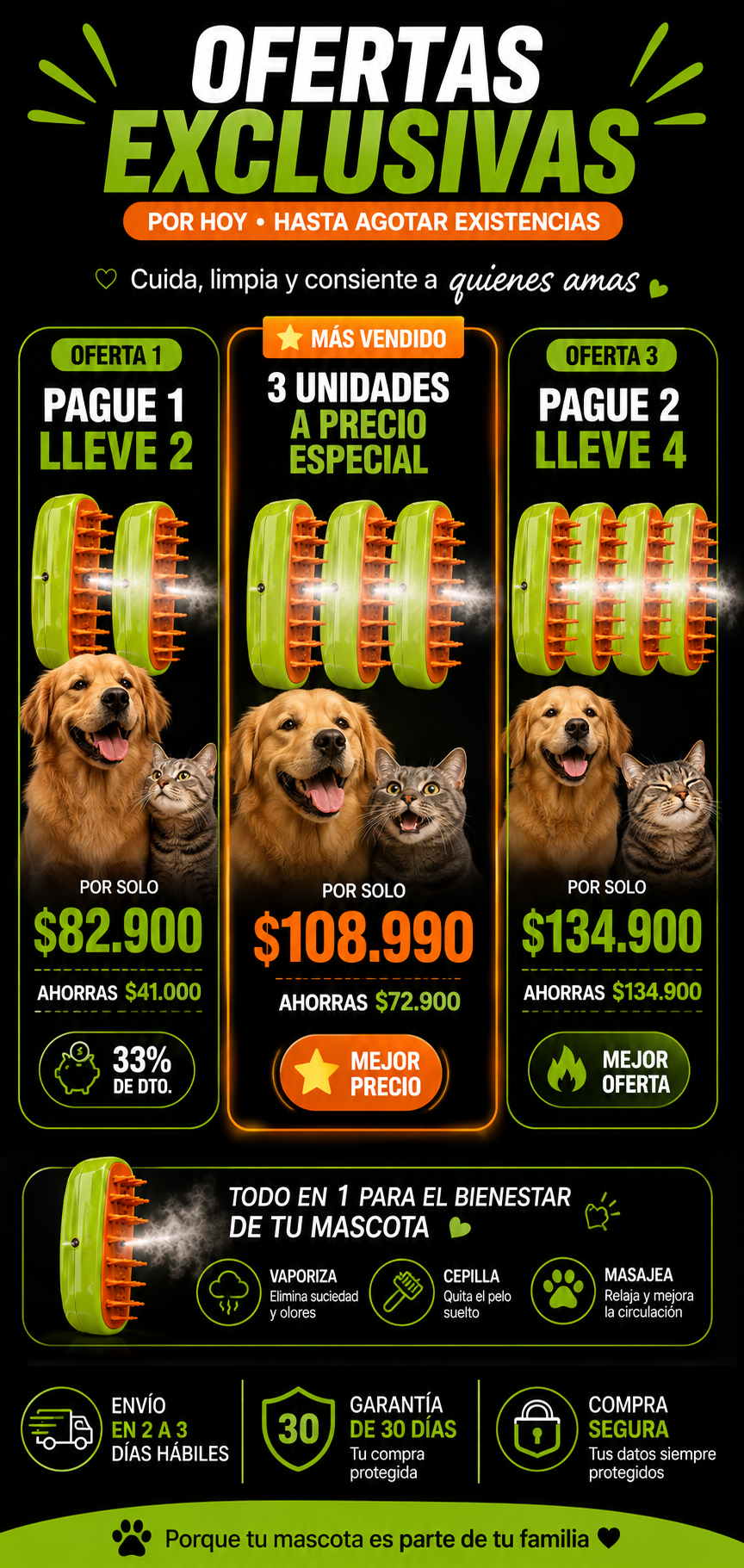 PROMO Cepillo a vapor para mascotas PawSpa Brush