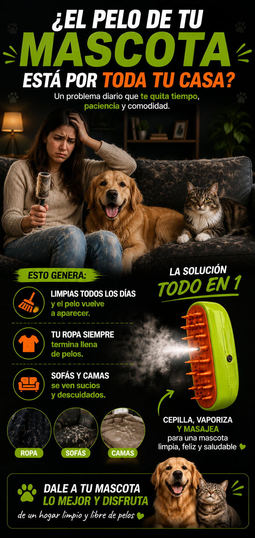 PROMO Cepillo a vapor para mascotas PawSpa Brush