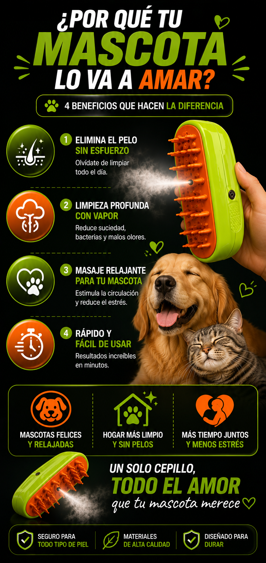 PROMO Cepillo a vapor para mascotas PawSpa Brush