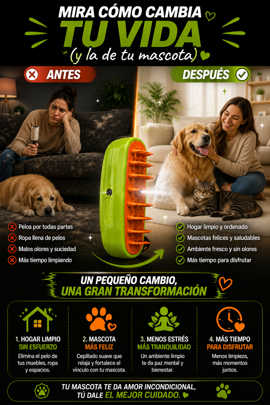 PROMO Cepillo a vapor para mascotas PawSpa Brush